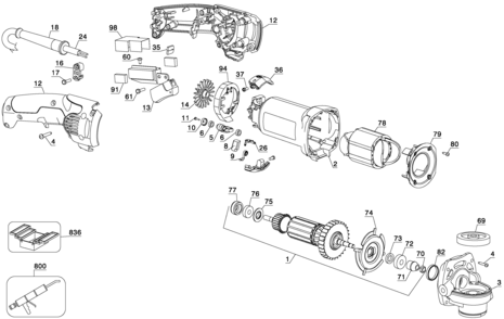 Page A Diagram and Parts List for USALLSAW-QU 1 Black and Decker Angle Grinder